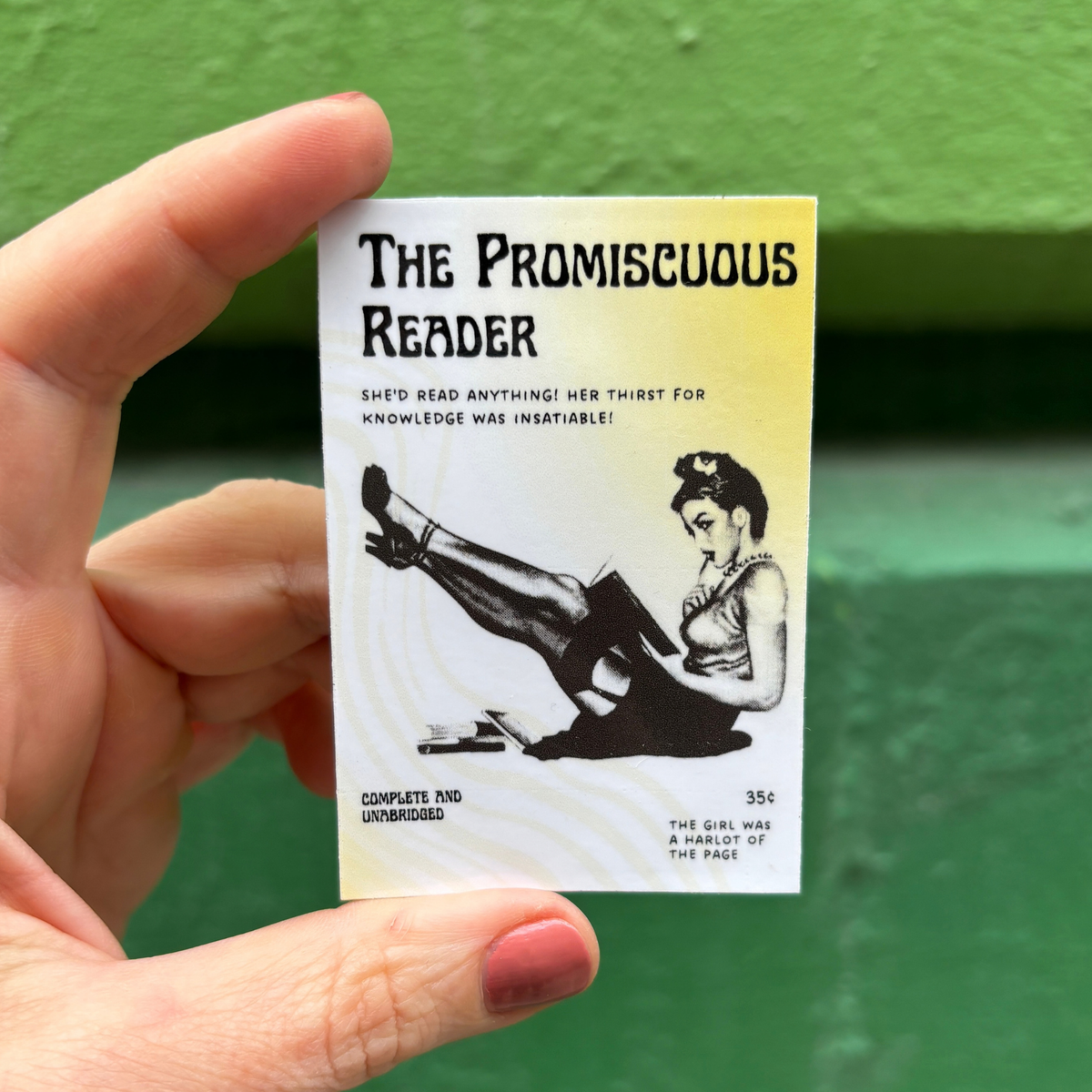 The Promiscuous Reader Glossy Die Cut Vinyl Sticker 1.96in x 2.95in