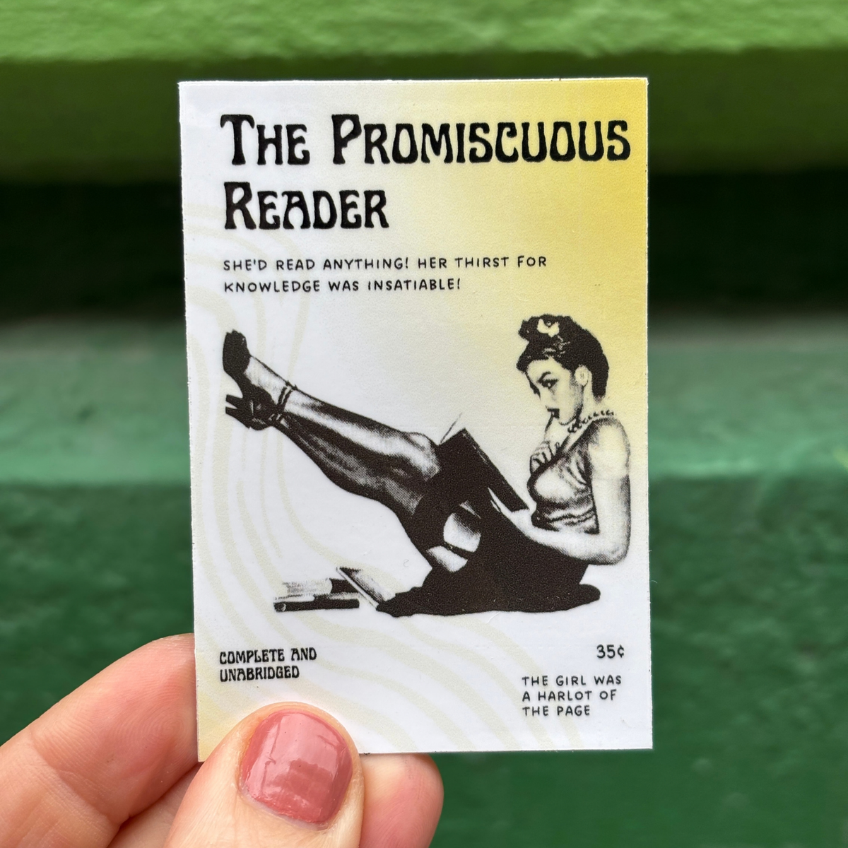 The Promiscuous Reader Glossy Die Cut Vinyl Sticker 1.96in x 2.95in