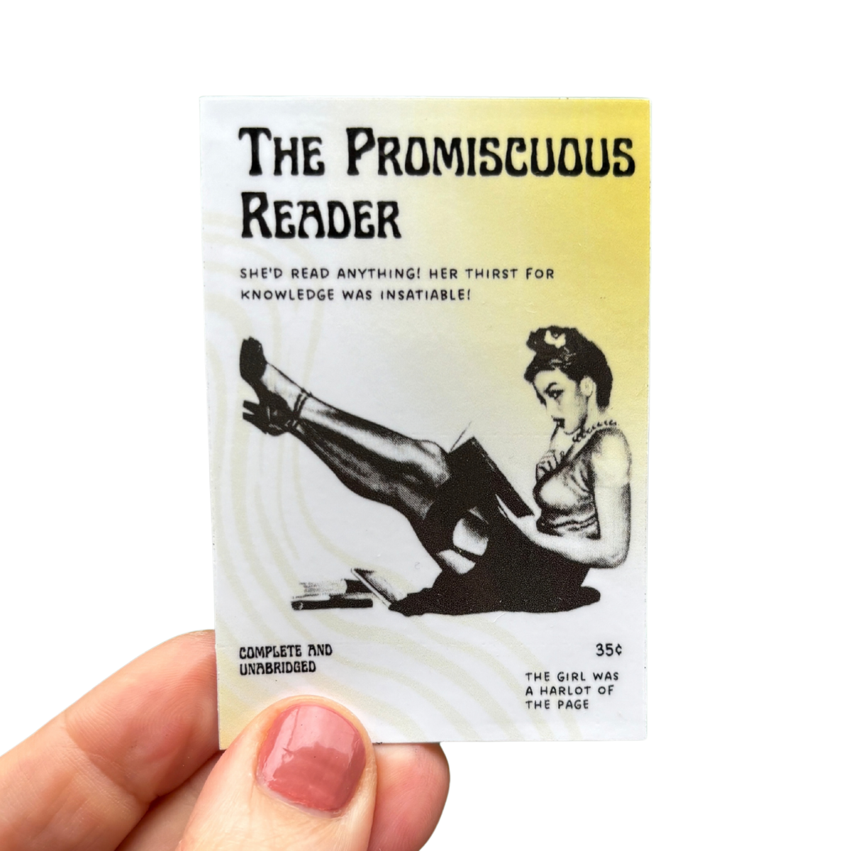 The Promiscuous Reader Glossy Die Cut Vinyl Sticker 1.96in x 2.95in