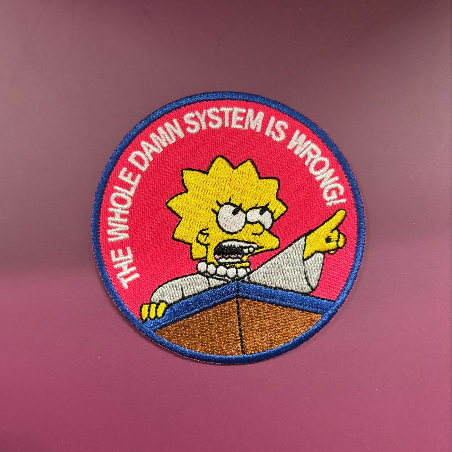 The Simpsons Lisa Protest Patch | Whole Damn System Is Wrong Embroidered Iron-On Patch