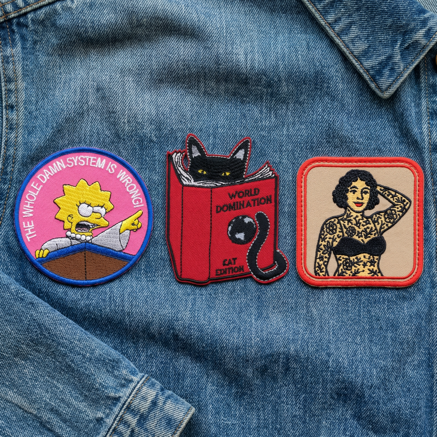 The Simpsons Lisa Protest Patch | Whole Damn System Is Wrong Embroidered Iron-On Patch