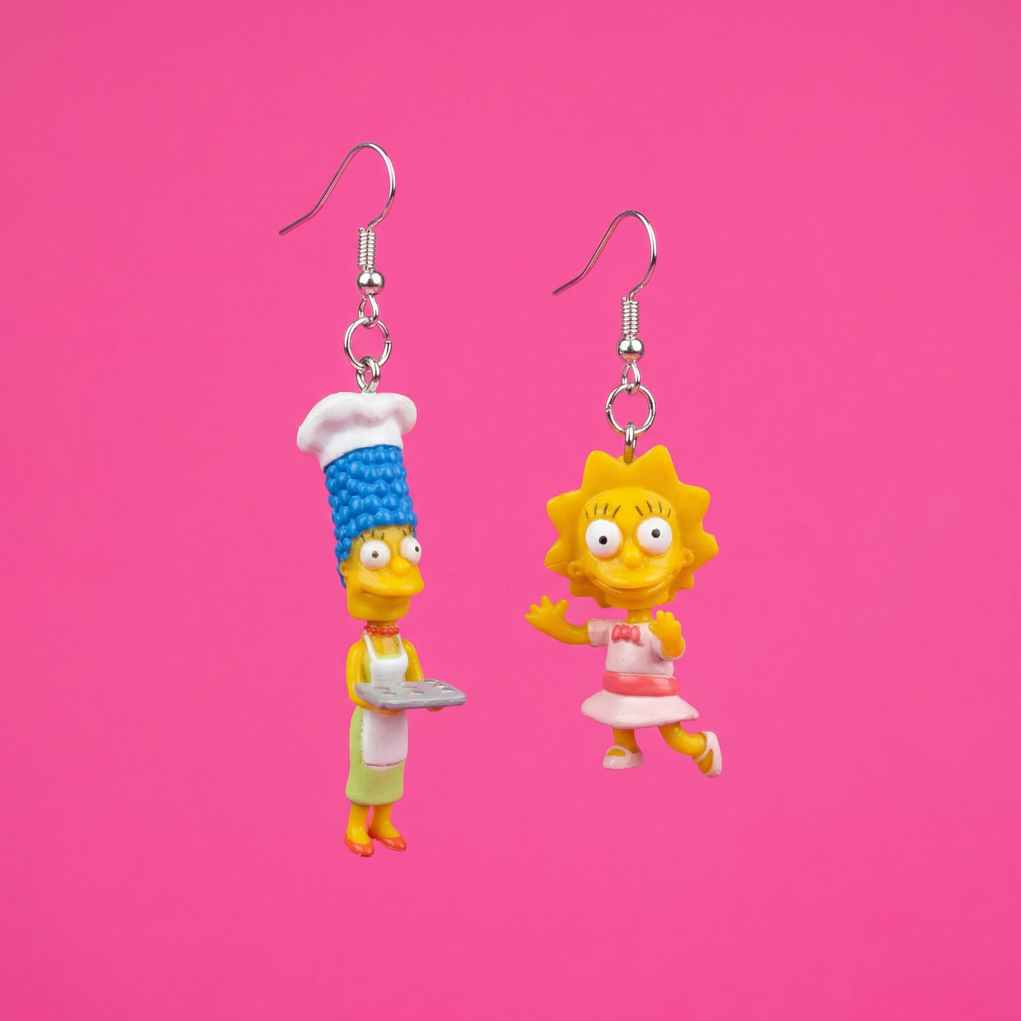 The Simpsons Marge & Lisa Mismatched Dangle Earrings | Upcycled 2002 Gumball Toy Jewelry