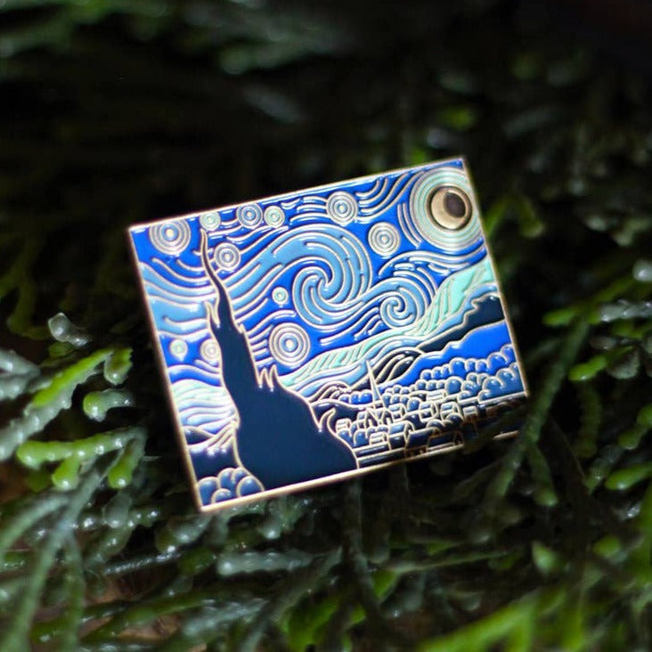 The Starry Night Enamel Pin | Soft Lapel Pin | 1.2" x 1.5"