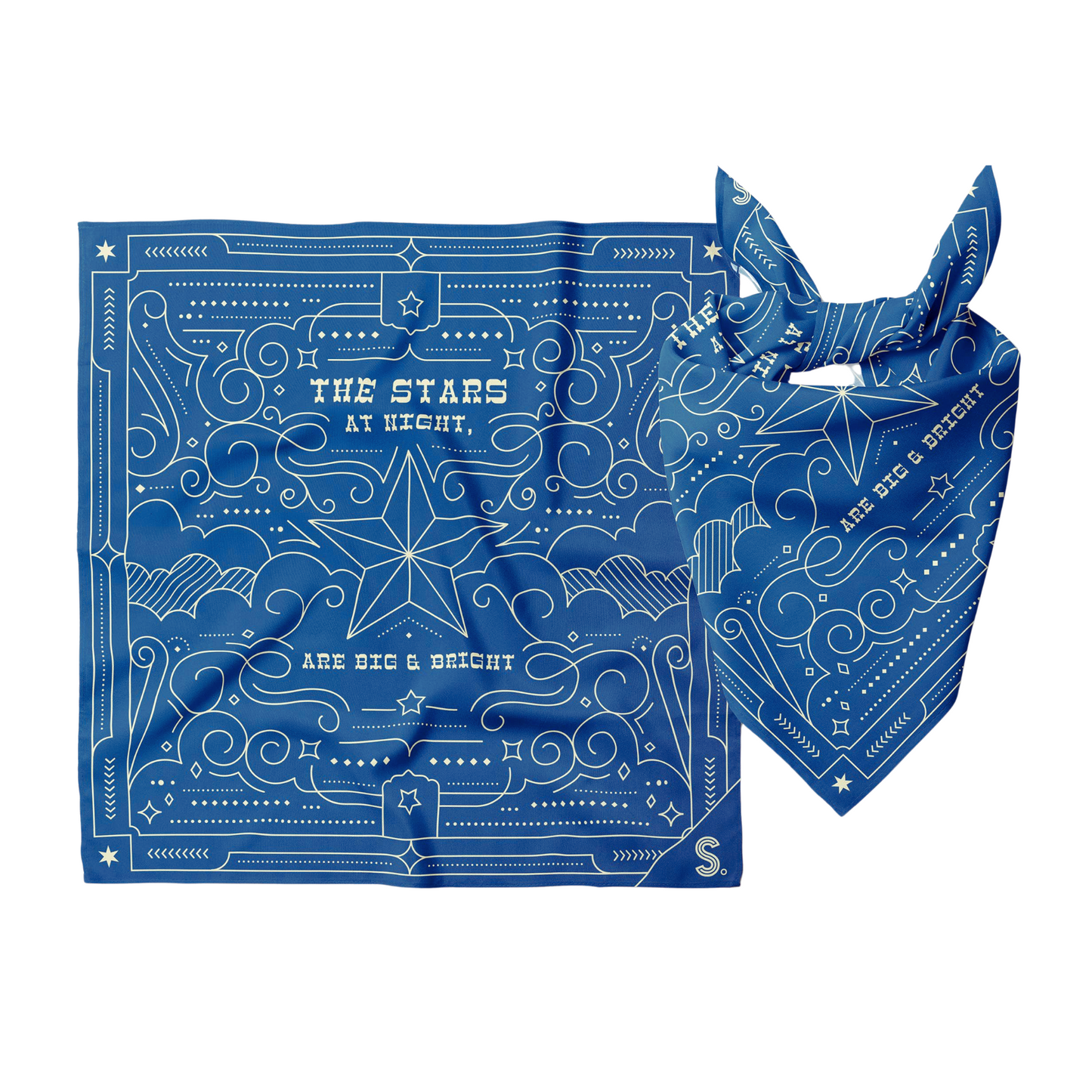 The Stars at Night Are Big & Bright Texas Bandana | Cotton Headwrap Scarf | 22'' x 22''