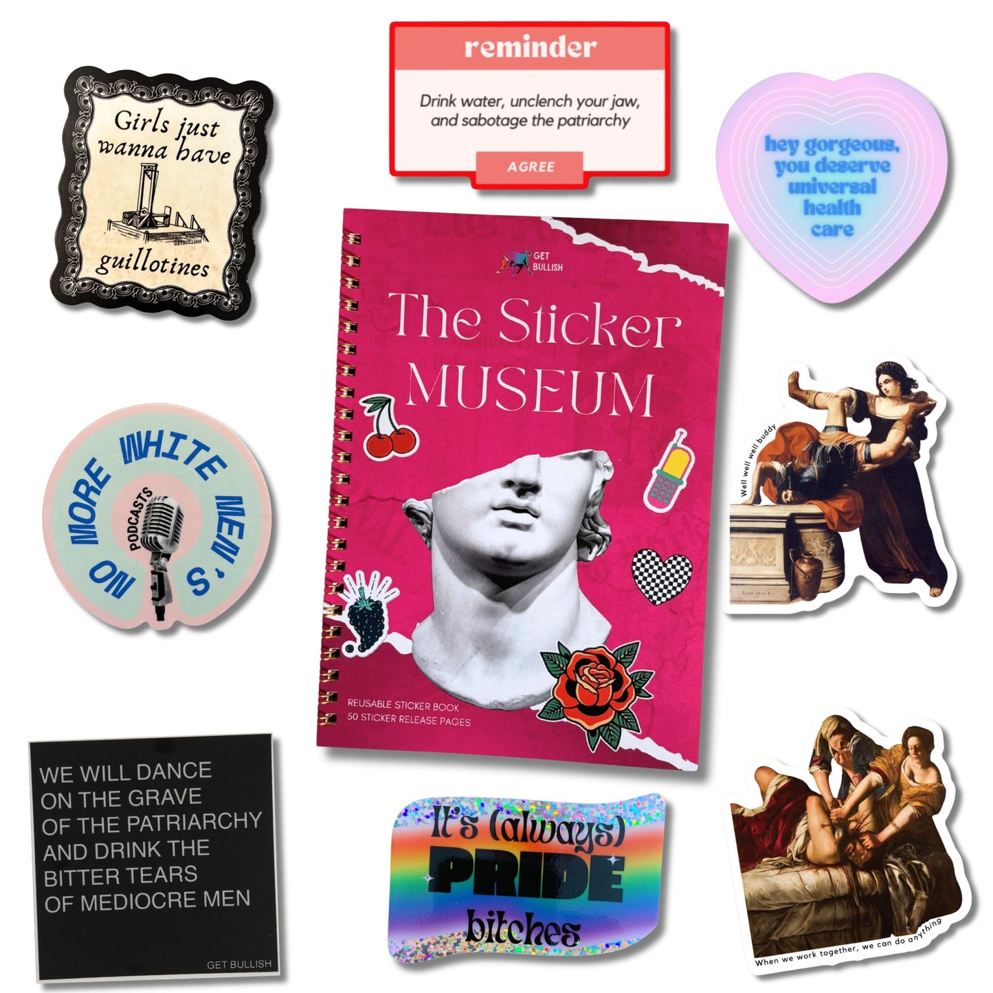 The Sticker Museum Book + 8 Feminism & Politics Stickers Bundle-GetBullish-The Bullish Store