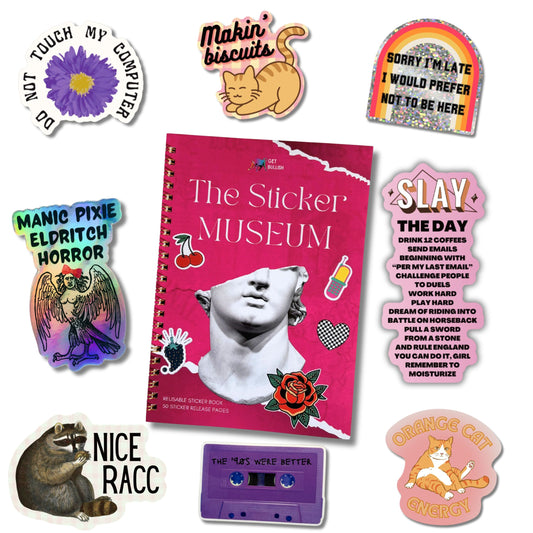 The Sticker Museum Book + 8 Funny Stuff Stickers Bundle-GetBullish-The Bullish Store