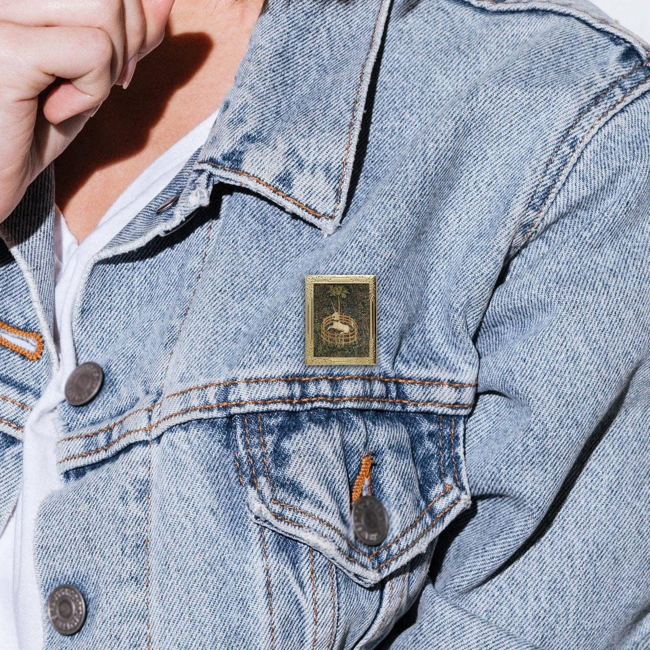 The Unicorn Rests in a Garden Art Frame Pin | Museum Enamel Lapel Pin-Real Sic-The Bullish Store