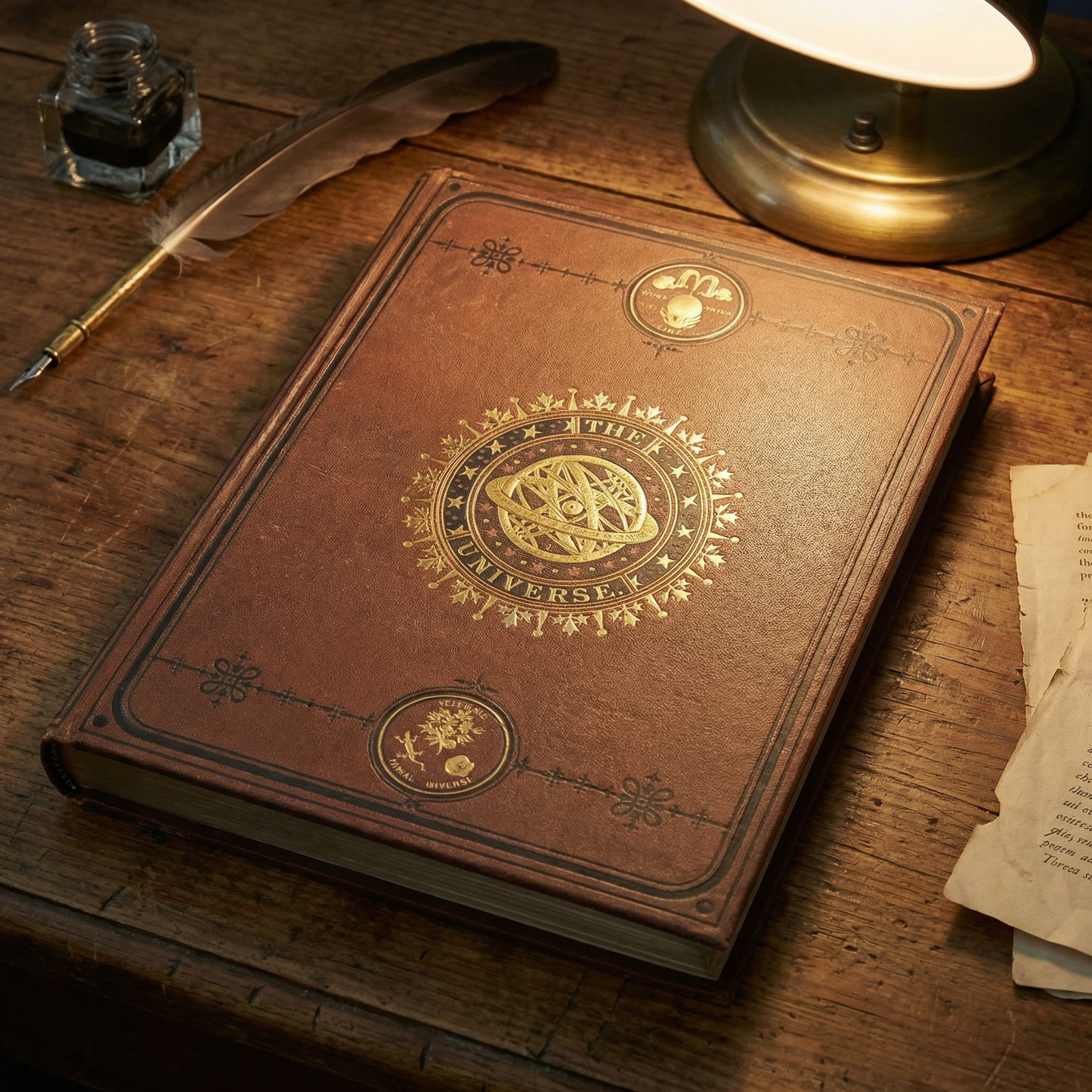 The Universe Journal | Vintage Scientific Gold Embossed Hardcover Notebook
