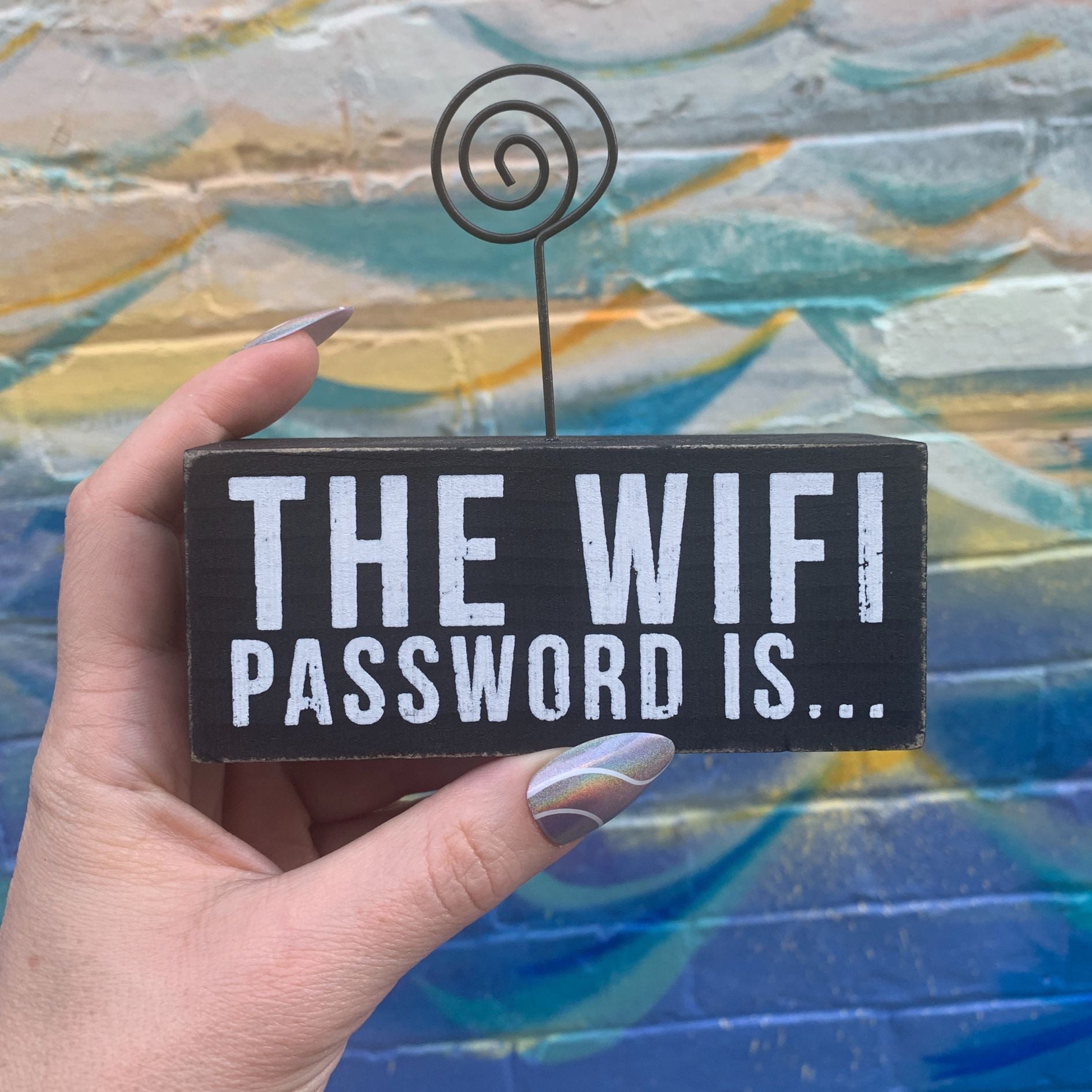 The Wifi Password Is Photo Block | Wood | Black with White Lettering