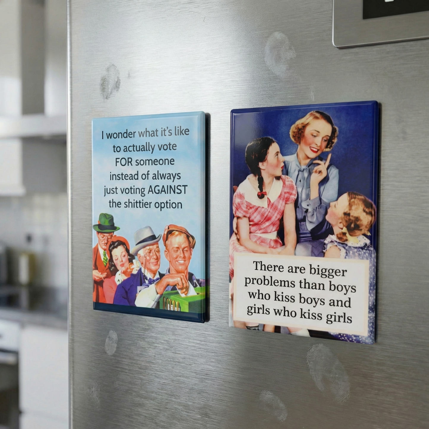 There Are Bigger Problems Than Boys Who Kiss Boys And Girls Who Kiss Girls Magnet | 3" x 2"