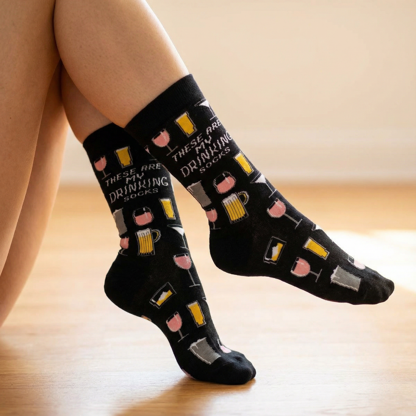 These Are My Drinking Socks | Unisex Beer and Cocktails Socks in Black