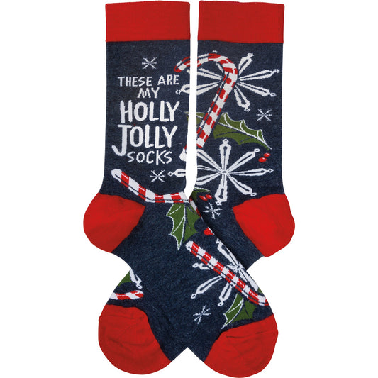 These Are My Holly Jolly Socks | Holiday Candy Cane Misteltoe