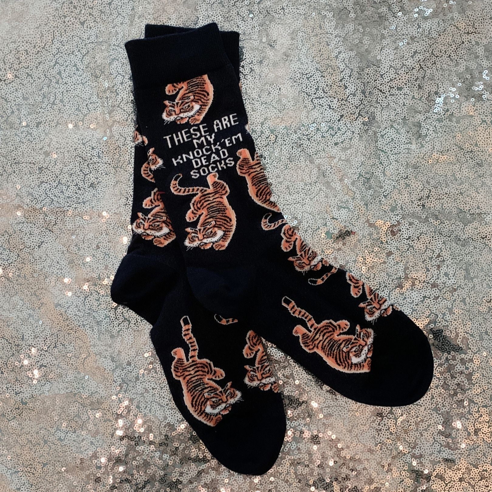 These Are My Knock 'Em Dead Socks with Tiger Motif | Gift for Her