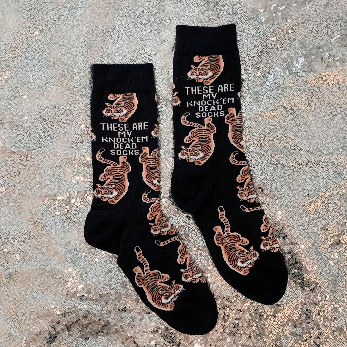 These Are My Knock 'Em Dead Socks with Tiger Motif | Gift for Her