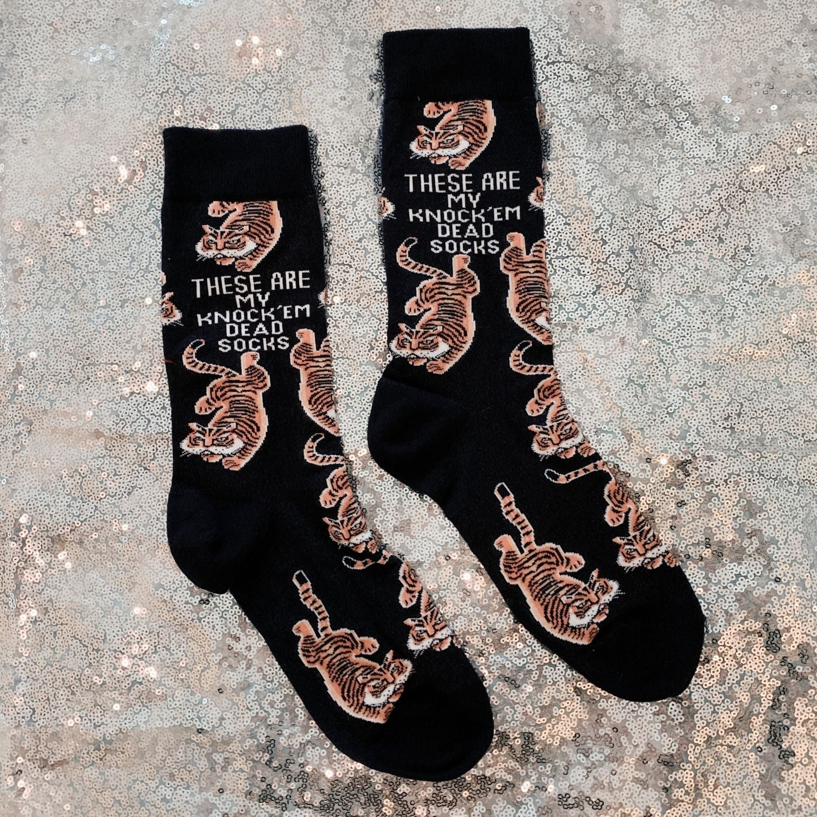 These Are My Knock 'Em Dead Socks with Tiger Motif | Gift for Her