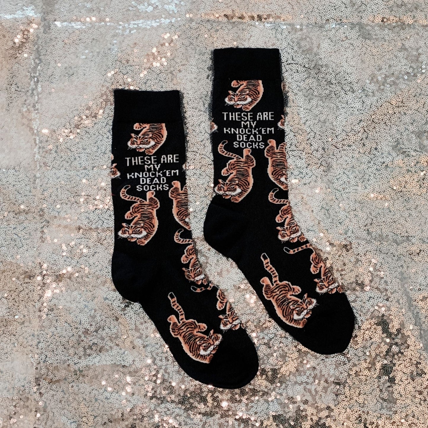 These Are My Knock 'Em Dead Socks with Tiger Motif | Gift for Her