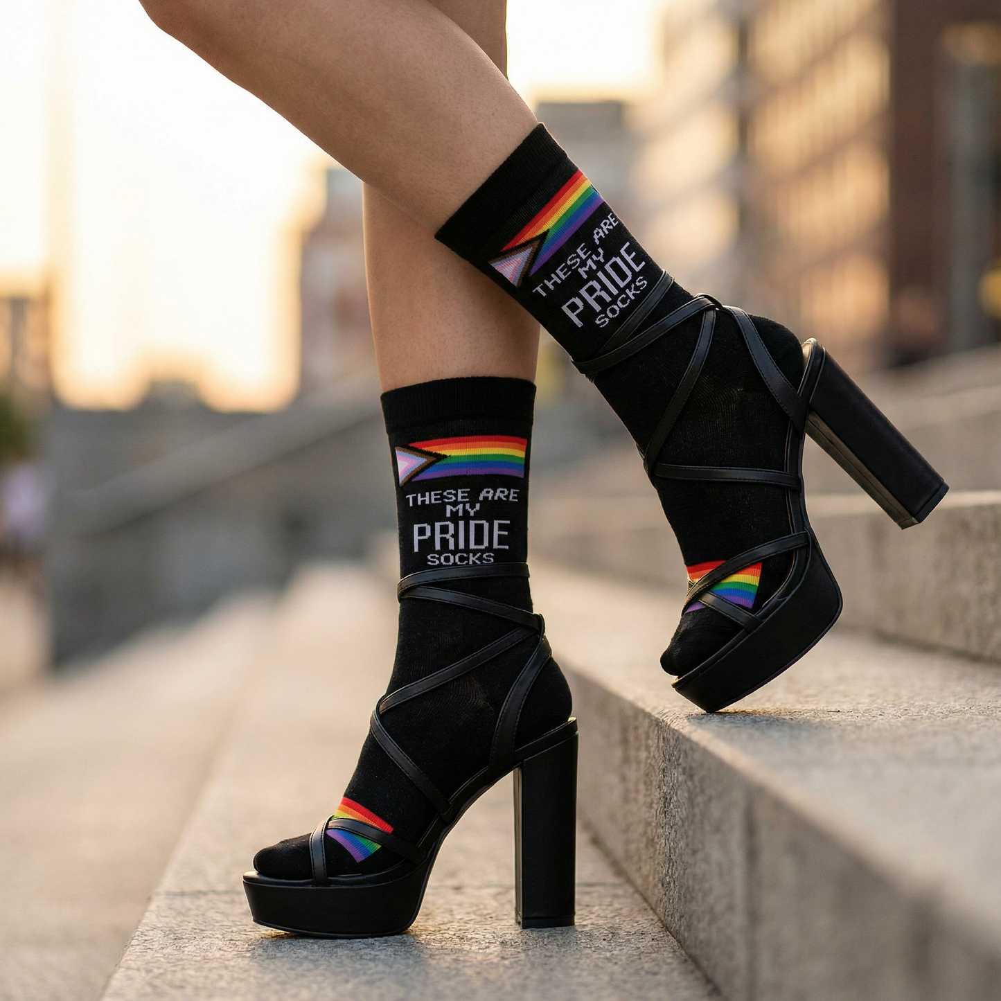 These Are My Pride Socks | LGBTQ+ Rainbow and Black | Gift for Her Him They