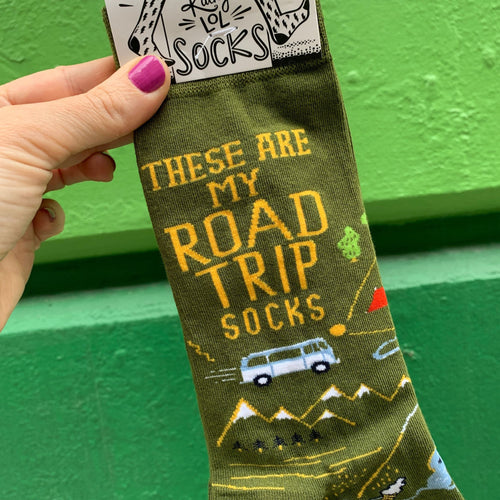 These Are My Road Trip Socks Colorful Funny Novelty Socks with Cool Design, Bold/Crazy/Unique Specialty Dress Socks