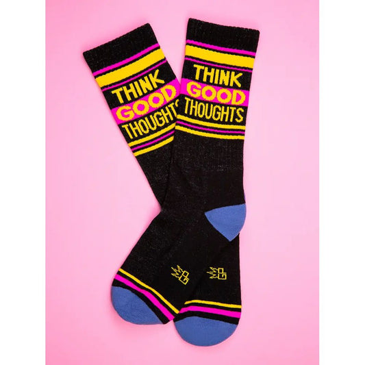 Think Good Thoughts Gym Crew Socks | Black Cotton Socks | Unisex