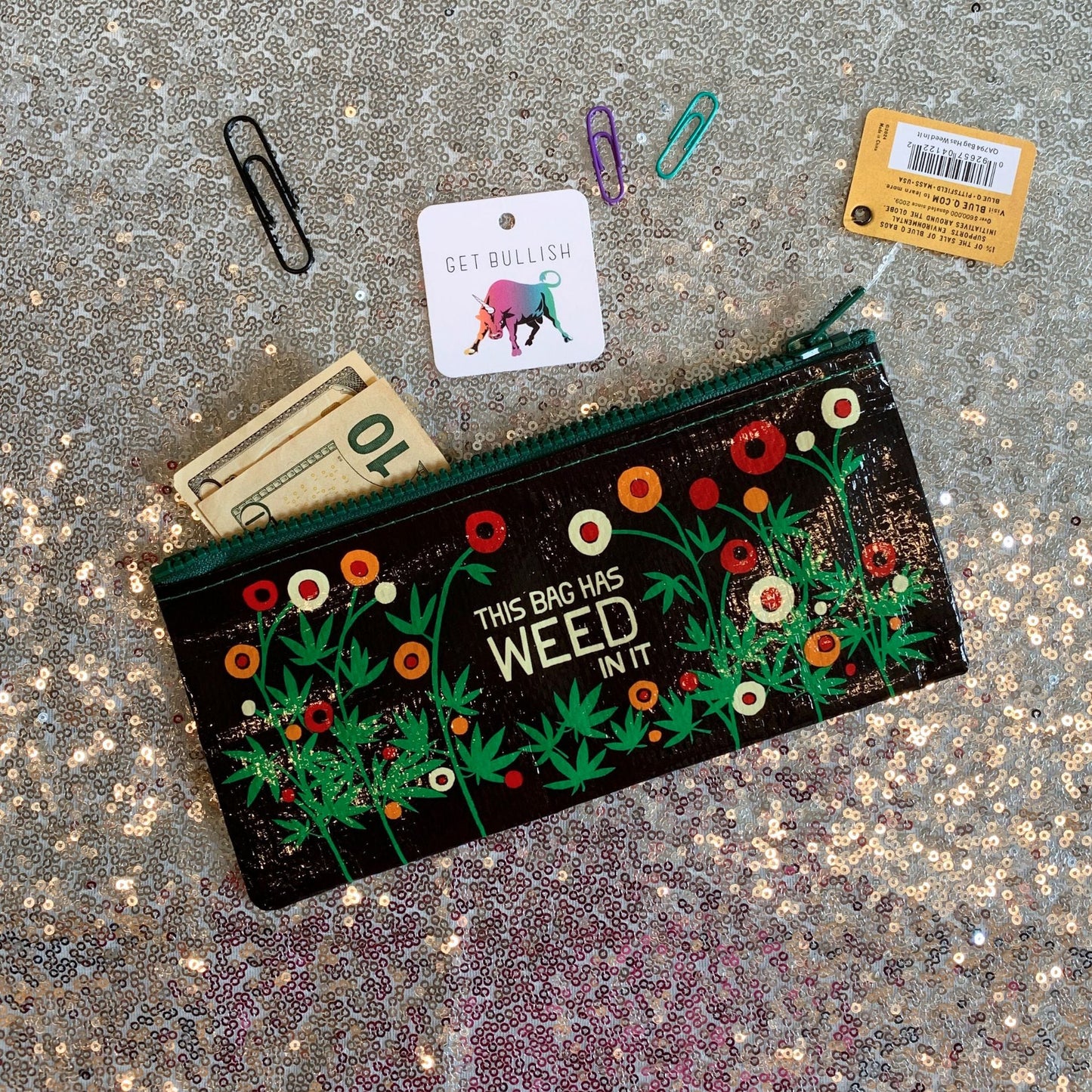 This Bag Has Weed In It Pencil Case | 4.25" x 8.5" | BlueQ at GetBullish