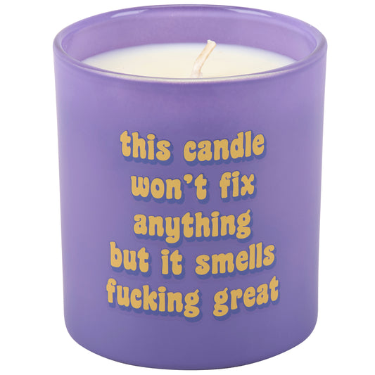 This Candle Smells Great - purple glass