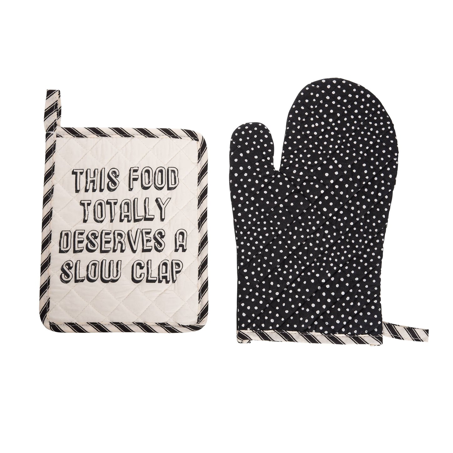 This Food Totally Deserves A Slow Clap Cotton Pot Holder and Oven Mitt Set | Funny Potholders Cute Set