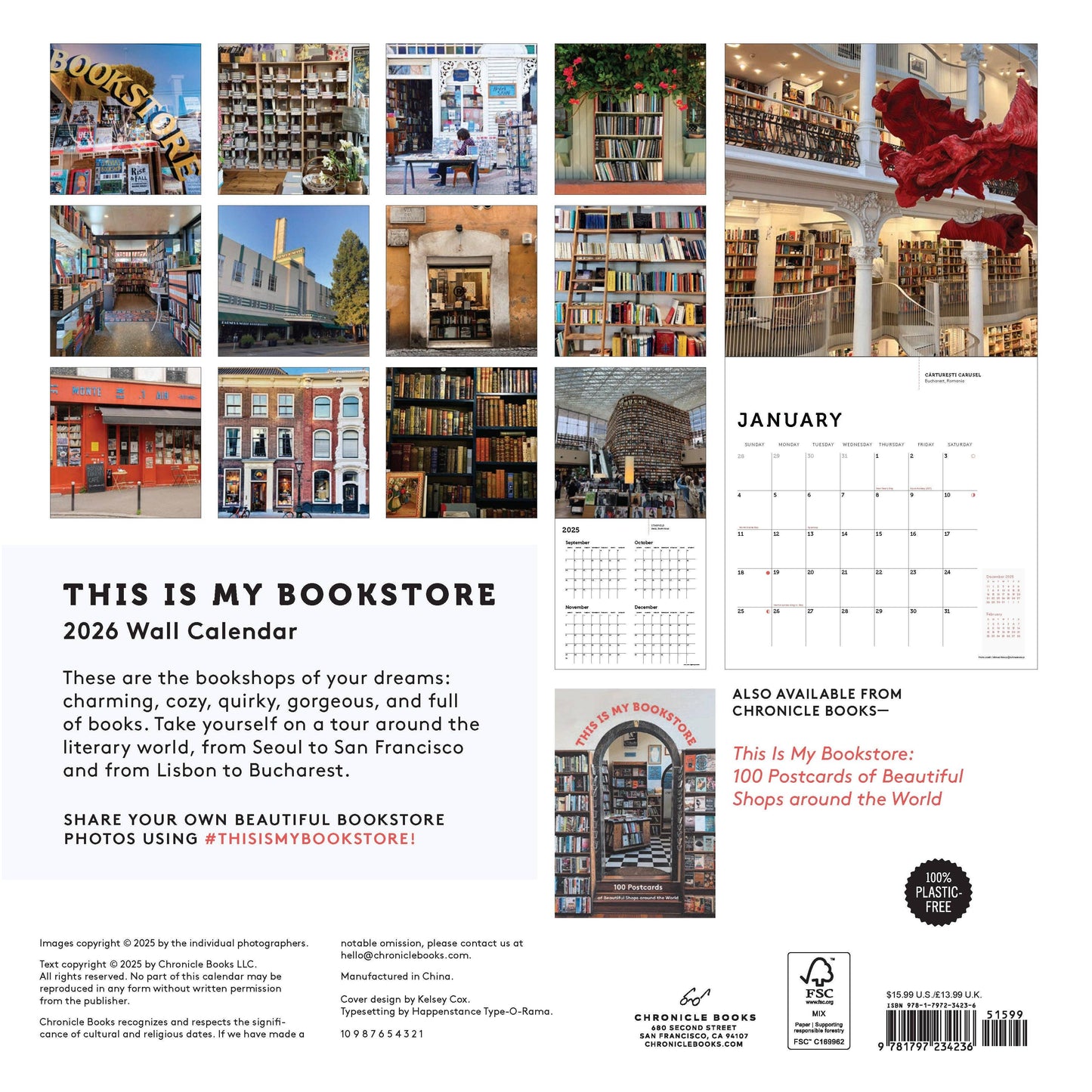 This Is My Bookstore 2026 Wall Calendar | Bibliophiles Calendar Poster | 12'' x 12''