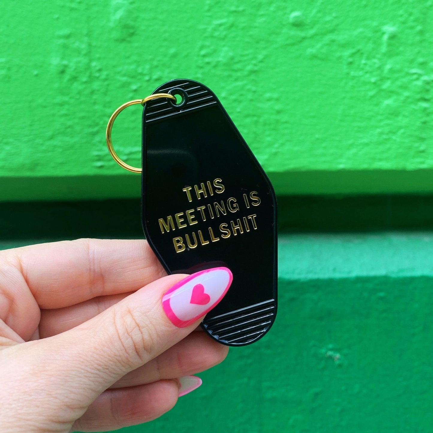 This Meeting is Bullshit Motel Keychain in Black