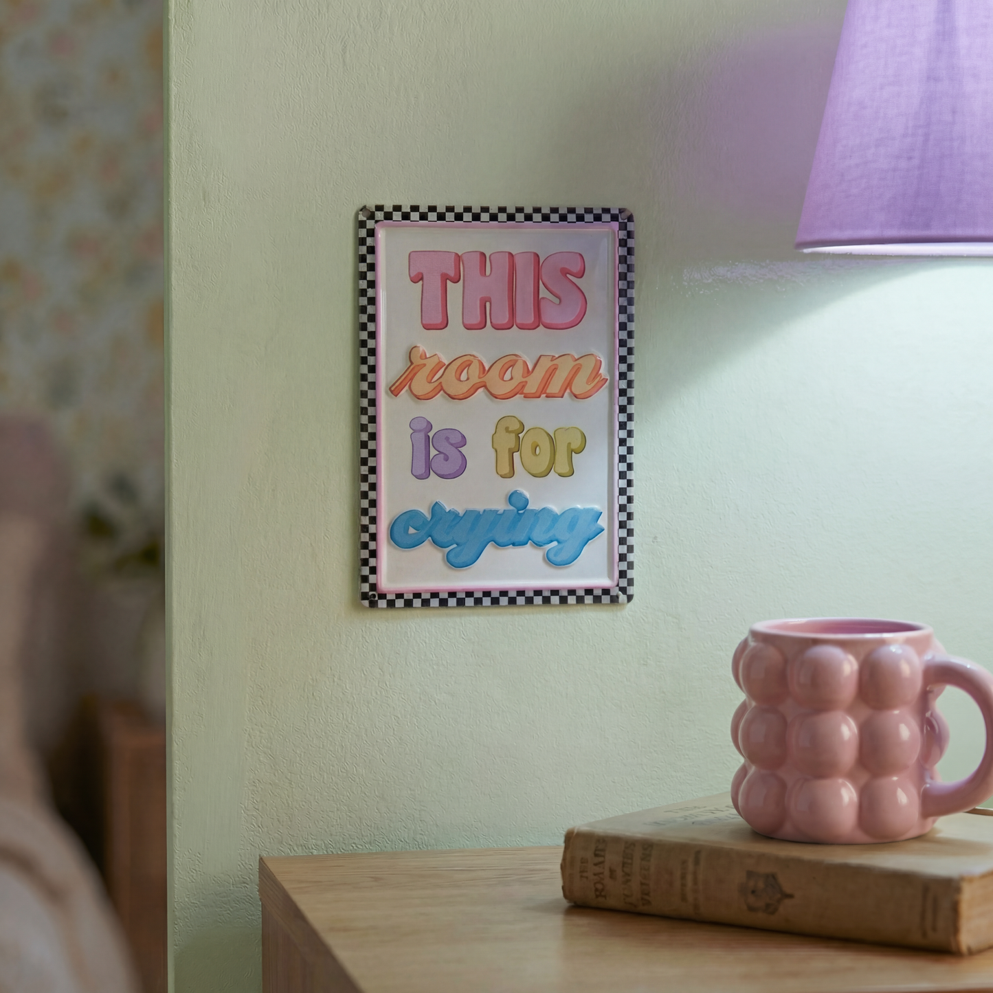 This Room Is For Crying Metal Wall Decor | Funny Retro Hanging Sign Cute Emotional Humor Gift |  4" x 6"