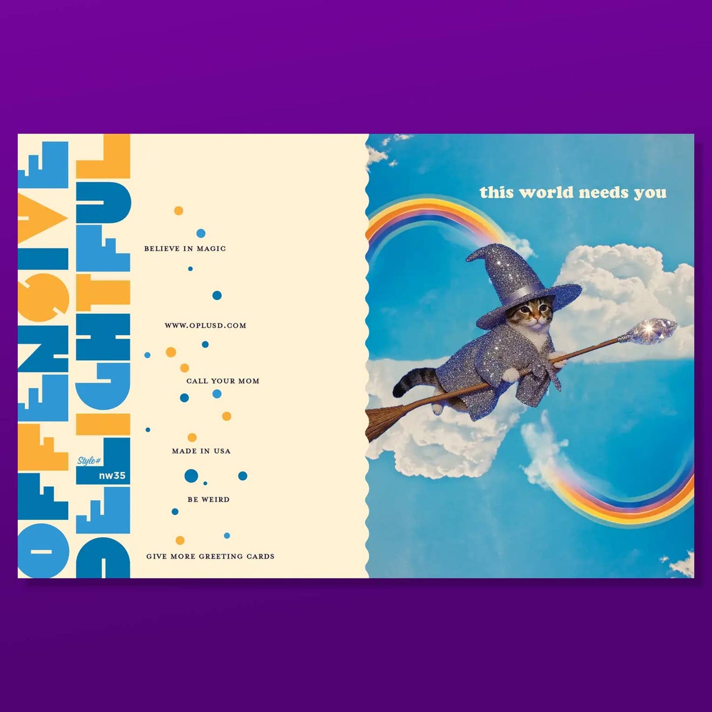 This World Needs You Witchy Cat Card | Magical Cat Greeting Card for All Occasions