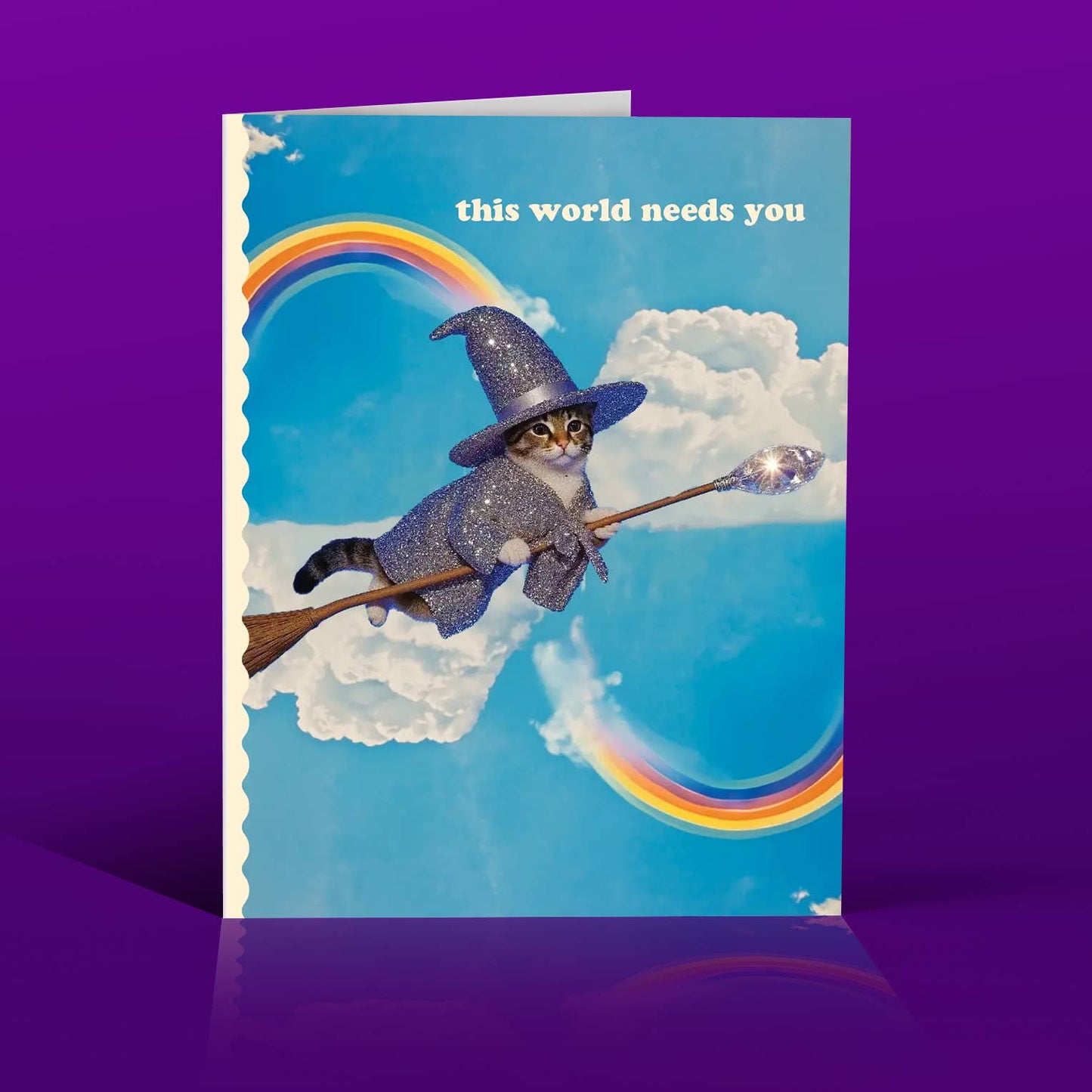 This World Needs You Witchy Cat Card | Magical Cat Greeting Card for All Occasions