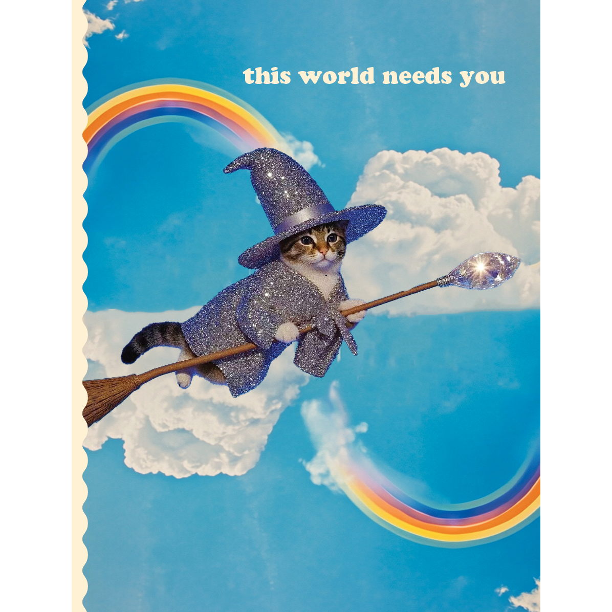 This World Needs You Witchy Cat Card | Magical Cat Greeting Card for All Occasions