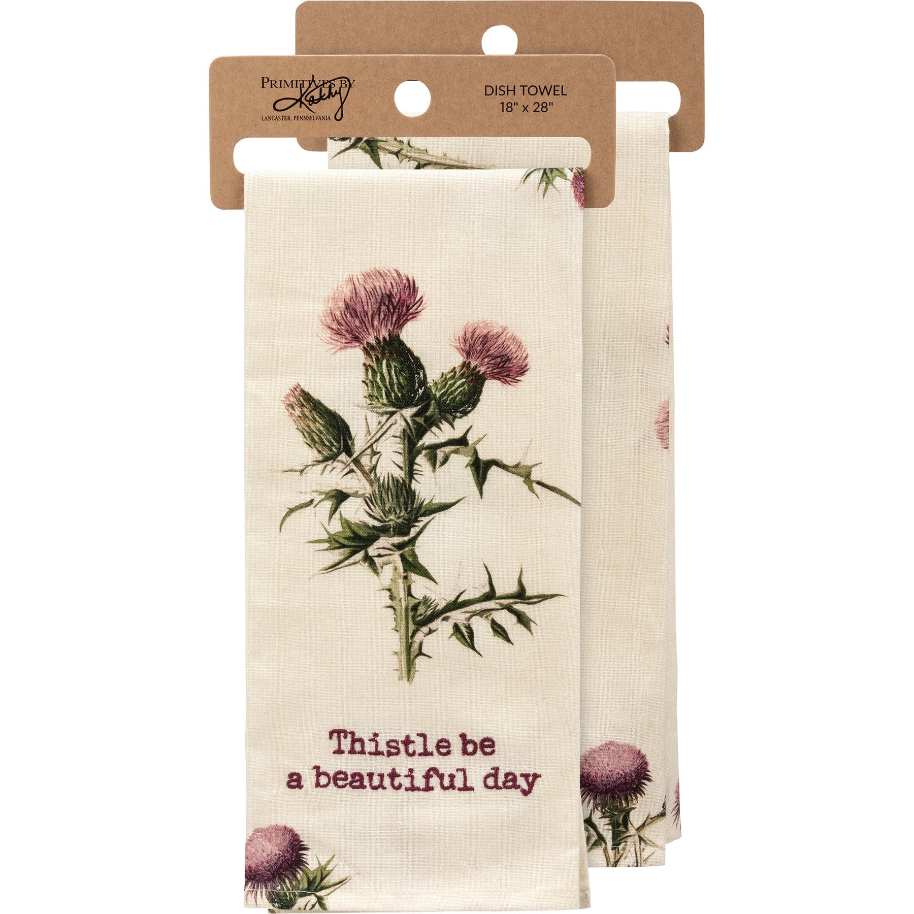 Thistle Be A Beautiful Day Punny Dish Cloth Towel | Cotten Linen Novelty Tea Towel | Cute Kitchen Hand Towel | 18" x 28"