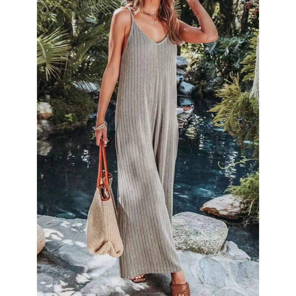 Threaded Backless Sexy Jumpsuit in Grey [Available in SM-L]