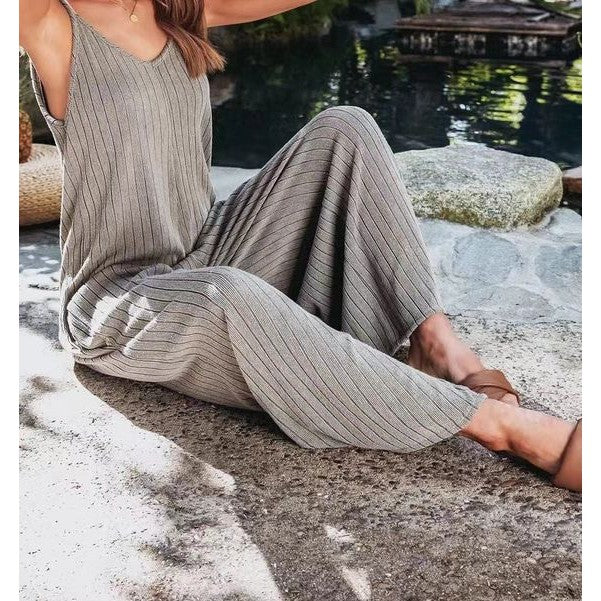 Threaded Backless Sexy Jumpsuit in Grey [Available in SM-L]