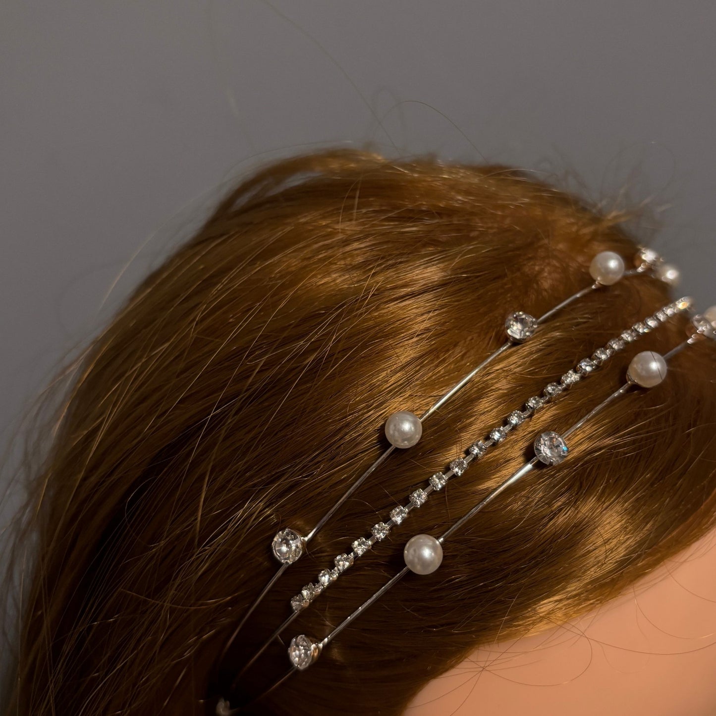 Three Strand Jeweled Headband Tiara | Party or Bridal Hair Accessory [Available in Gold or Silver]