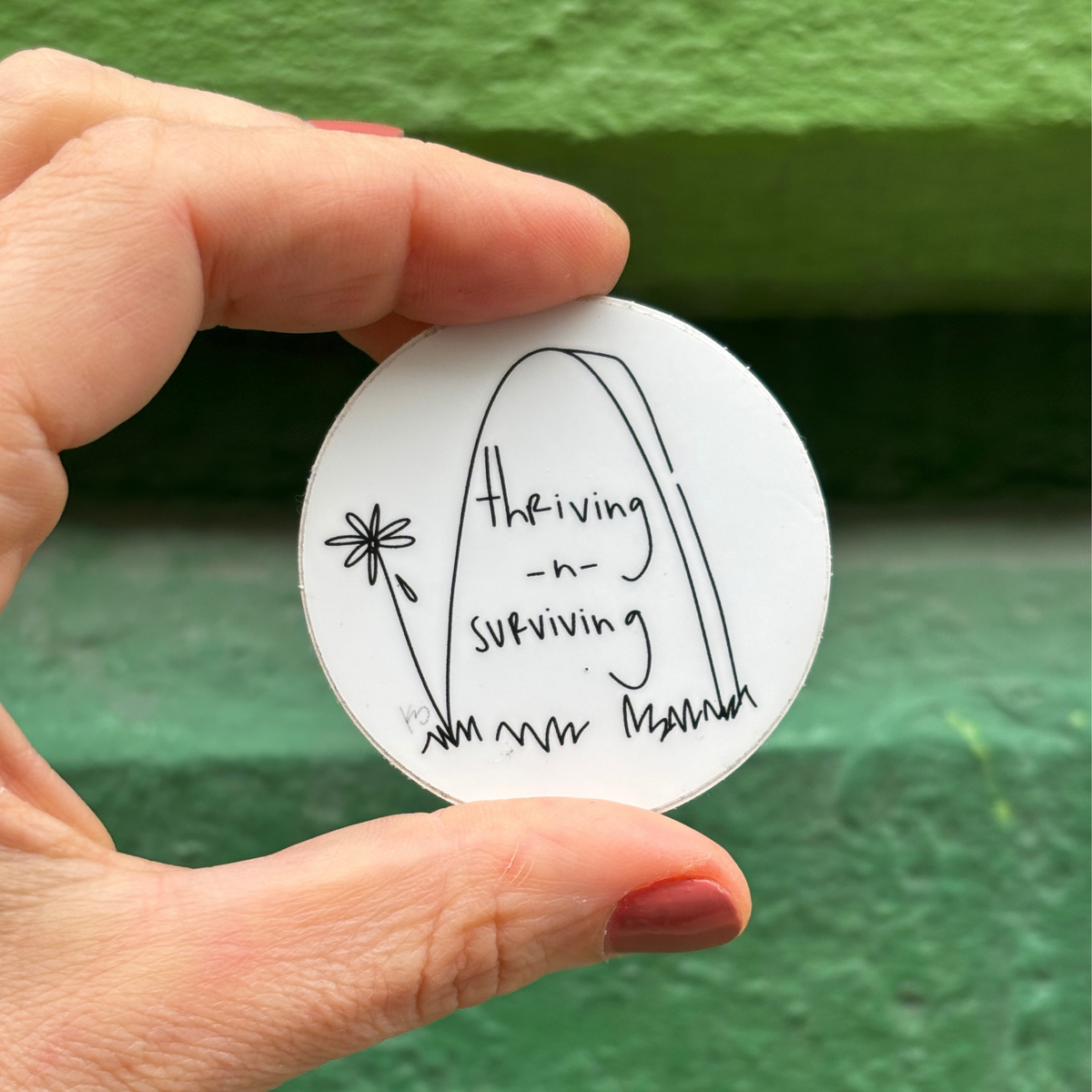 Thriving -n- Surviving Round Sticker | Durable Vinyl for Laptop, Car, Bike, Etc.-GetBullish-The Bullish Store