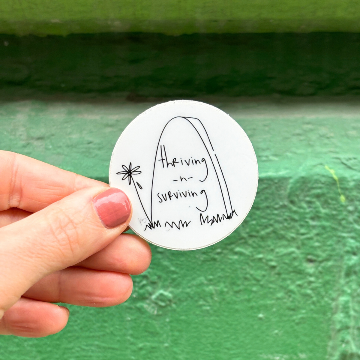 Thriving -n- Surviving Round Sticker | Durable Vinyl for Laptop, Car, Bike, Etc.-GetBullish-The Bullish Store
