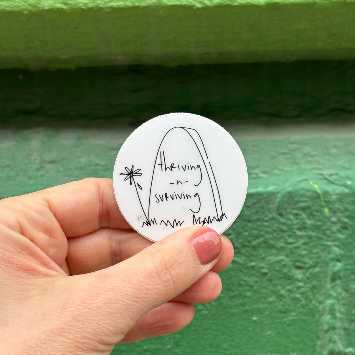 Thriving -n- Surviving Round Sticker | Durable Vinyl for Laptop, Car, Bike, Etc.-GetBullish-The Bullish Store