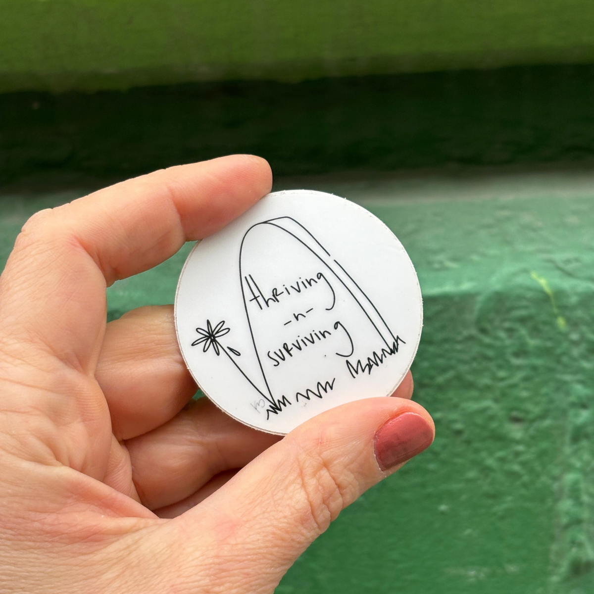 Thriving -n- Surviving Round Sticker | Durable Vinyl for Laptop, Car, Bike, Etc.-GetBullish-The Bullish Store