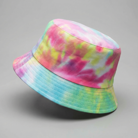 Tie-Dye Bucket Hat in Pink and Green '90s Style Retro Gen Z Aesthetic