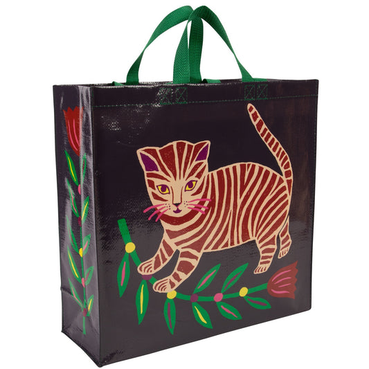 Tiger Kitten Shopper Tote Bag | Post Consumer Material Shopping Bag | 15" x 16" | BlueQ at GetBullish