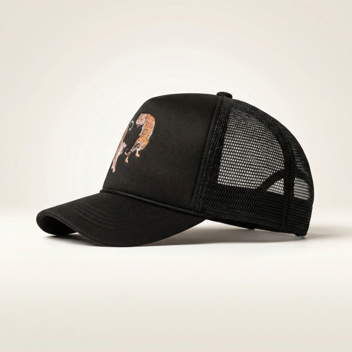 Tiger Mirror Trucker Hat | Black Adjustable Mesh Snapback Cap