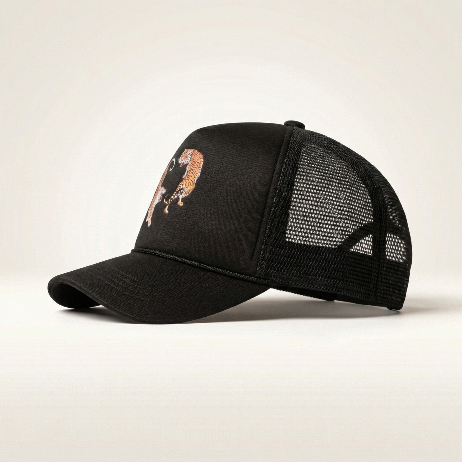 Tiger Mirror Trucker Hat | Black Adjustable Mesh Snapback Cap