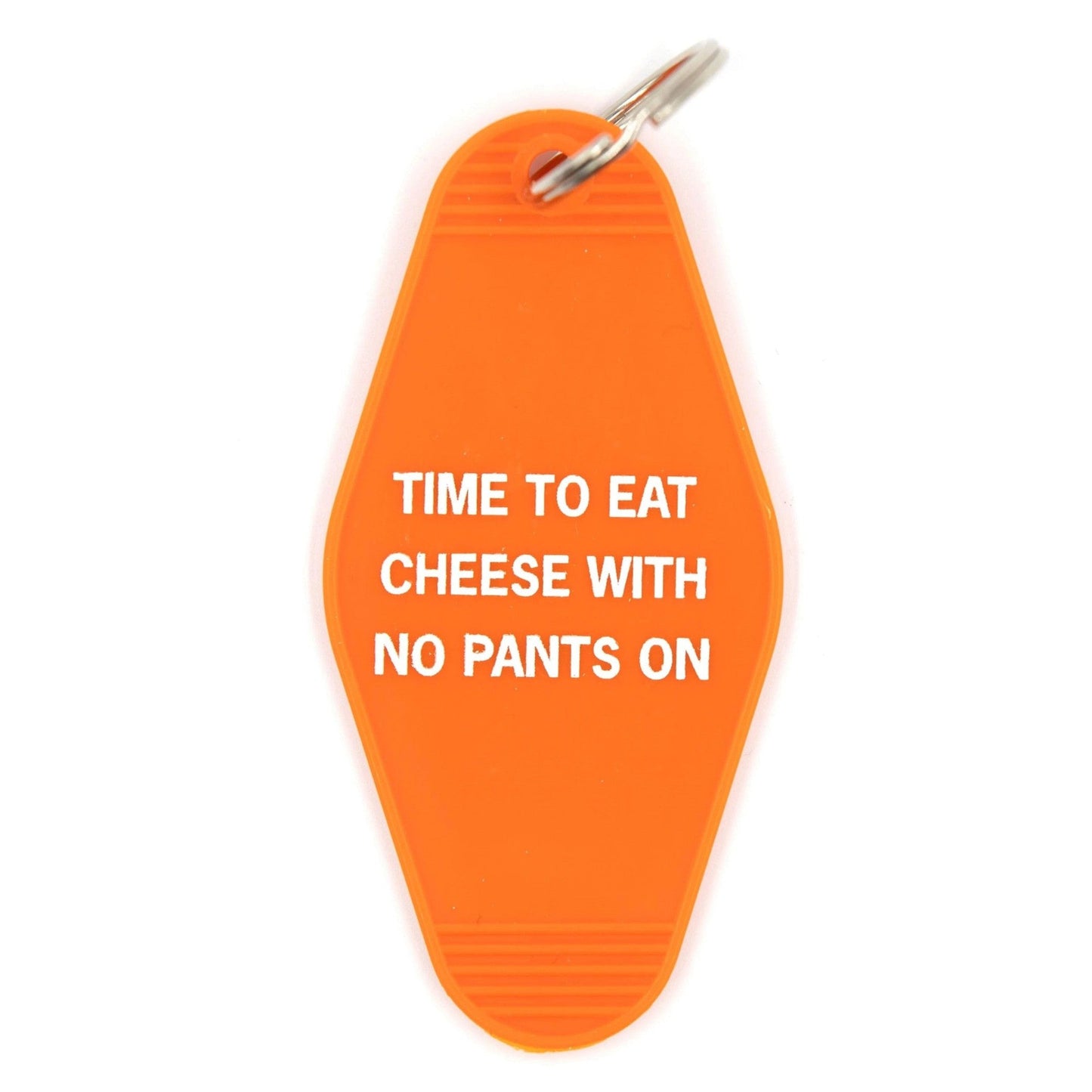 Time To Eat Cheese with No Pants On Motel Style Keychain in Orange