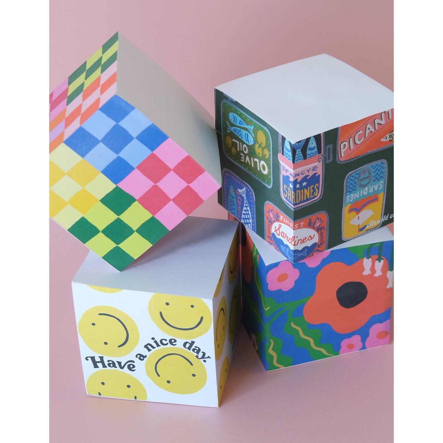 Tinned Fish Sticky Note Cube | Square Stationery Notepad | 720 Pages