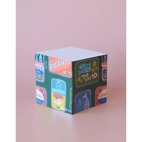 Tinned Fish Sticky Note Cube | Square Stationery Notepad | 720 Pages