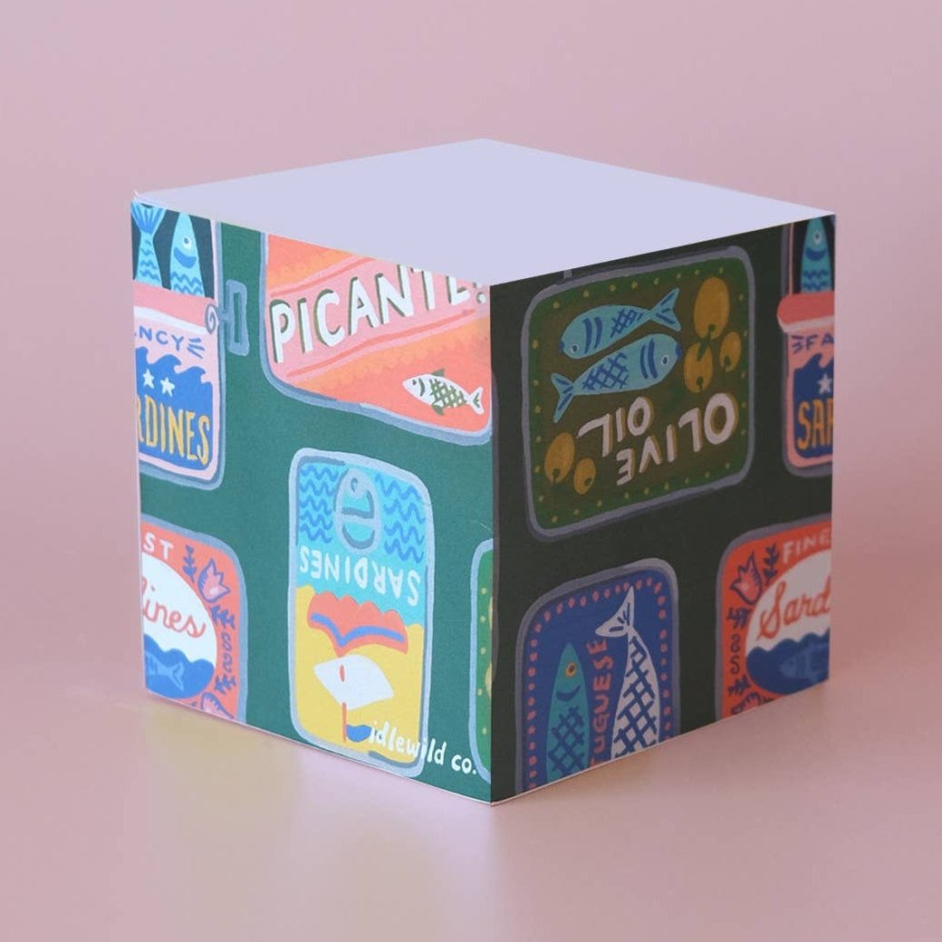 Tinned Fish Sticky Note Cube | Square Stationery Notepad | 720 Pages