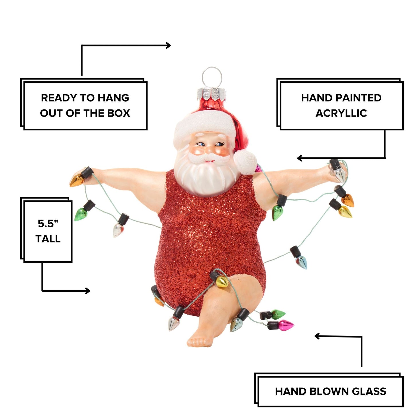 Tiny Dancer Hand-Blown Glass Christmas Holiday Ornament | Naughty Funny Xmas Gift