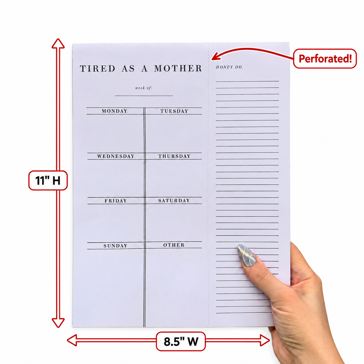 Tired As A Mother Weekly List Notepad | 8.5" x 11" Desk Planner-Santa Barbara Design Studio-The Bullish Store